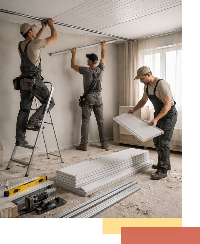 Монтаж потолка из ПВХ панелей в Гусь-Хрустальном оперативно и качественно