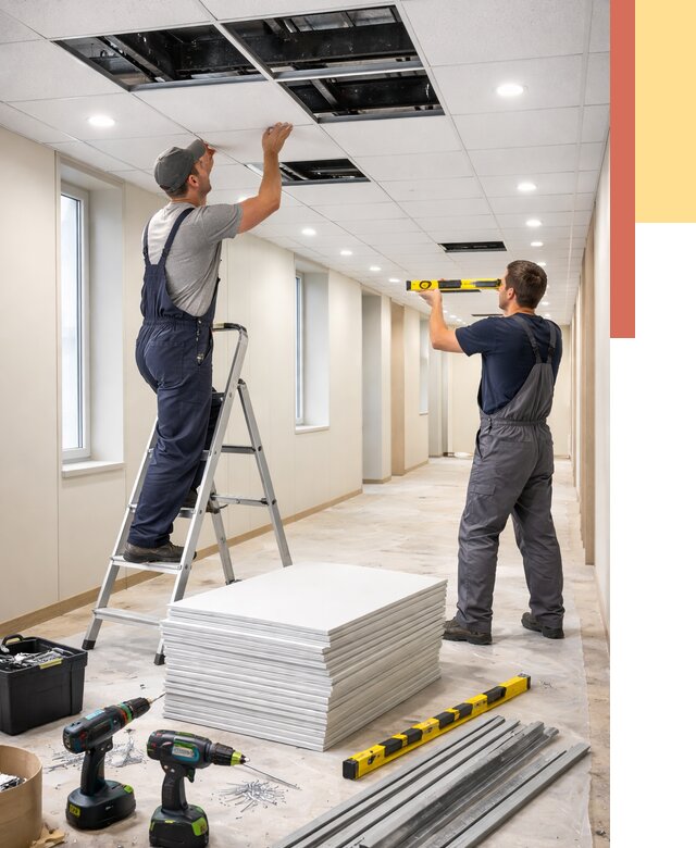 Ремонт потолка Армстронг в Гусь-Хрустальном от 4814 руб. — быстро и недорого | ОТДЕЛОЧНИК-Гсь