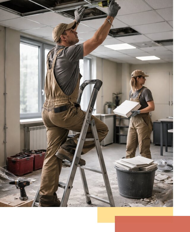 Ремонт потолка Армстронг и замена плит в Гусь-Хрустальном