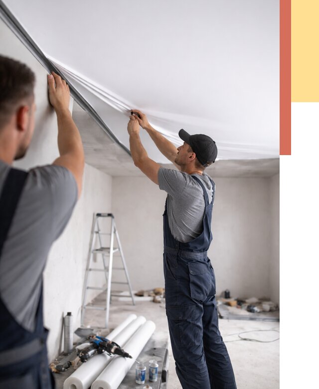 Монтаж матового натяжного потолка в Гусь-Хрустальном от 4814 руб./м² — быстро и недорого | ОТДЕЛОЧНИК-Гсь