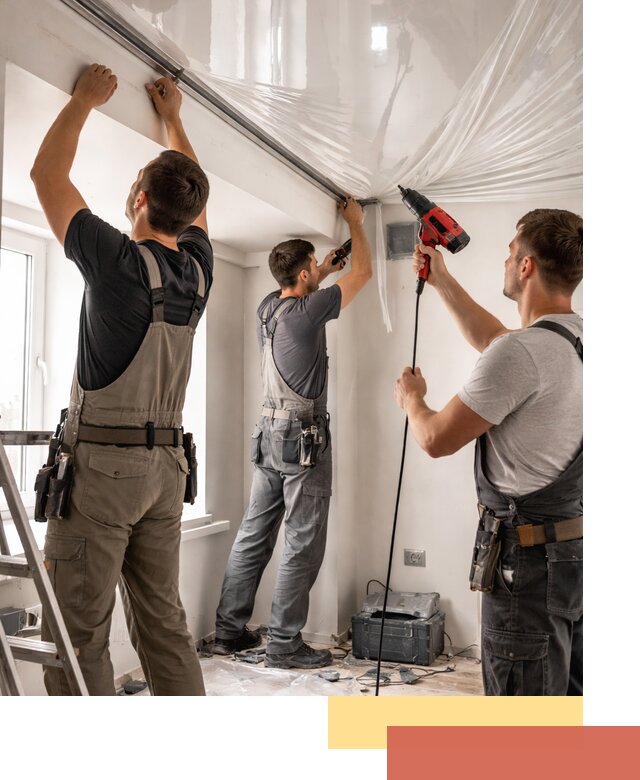 Монтаж глянцевого натяжного потолка в Гусь-Хрустальном быстро и качественно