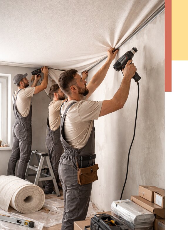 Монтаж фактурного натяжного потолка в Гусь-Хрустальном от 802 руб. — ОТДЕЛОЧНИК-Гсь