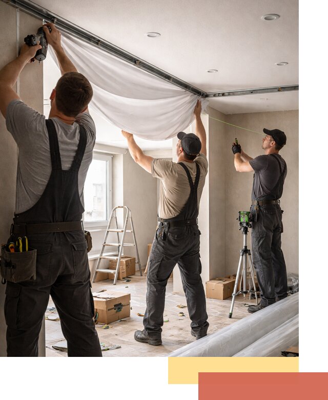 Монтаж парящего натяжного потолка под ключ в Гусь-Хрустальном