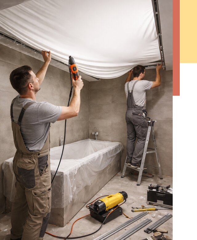 Монтаж натяжного потолка в ванной в Гусь-Хрустальном от 1284 руб. под ключ | ОТДЕЛОЧНИК-Гсь