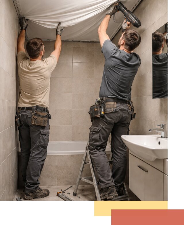 Монтаж натяжного потолка в ванной в Гусь-Хрустальном быстро и качественно