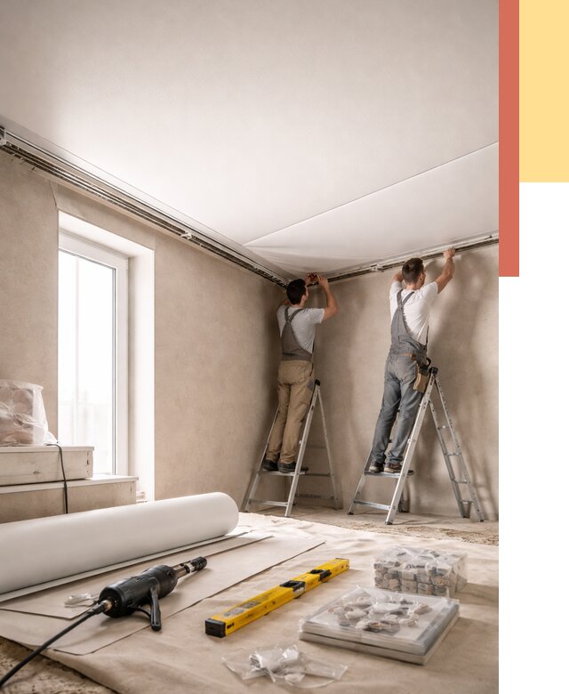 Монтаж натяжного потолка в спальне в Гусь-Хрустальном от 4065 руб. под ключ | ОТДЕЛОЧНИК-Гсь