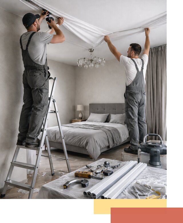 Монтаж натяжного потолка в спальне в Гусь-Хрустальном