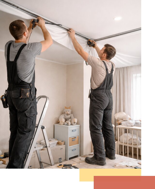 Монтаж натяжного потолка в детской комнате в Гусь-Хрустальном