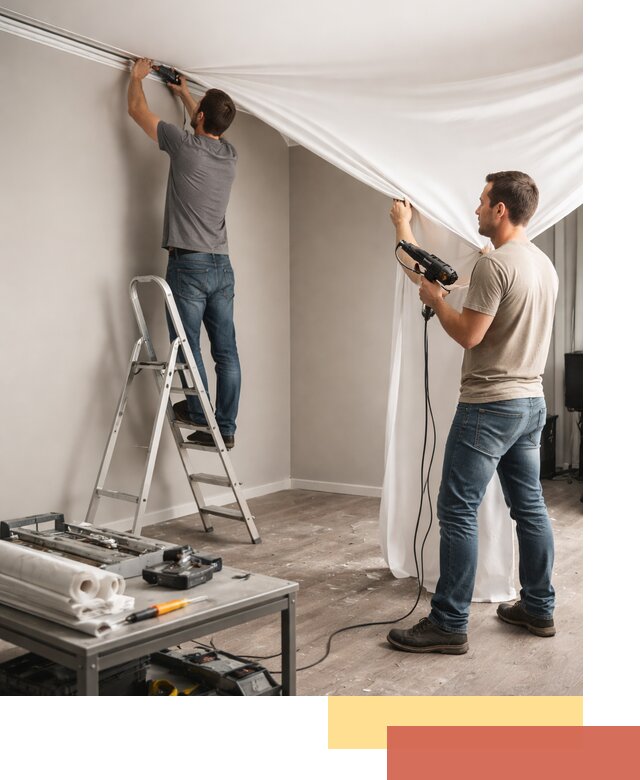 Монтаж натяжного потолка в студии в Гусь-Хрустальном