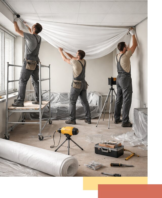 Монтаж натяжного потолка в офисе в Гусь-Хрустальном