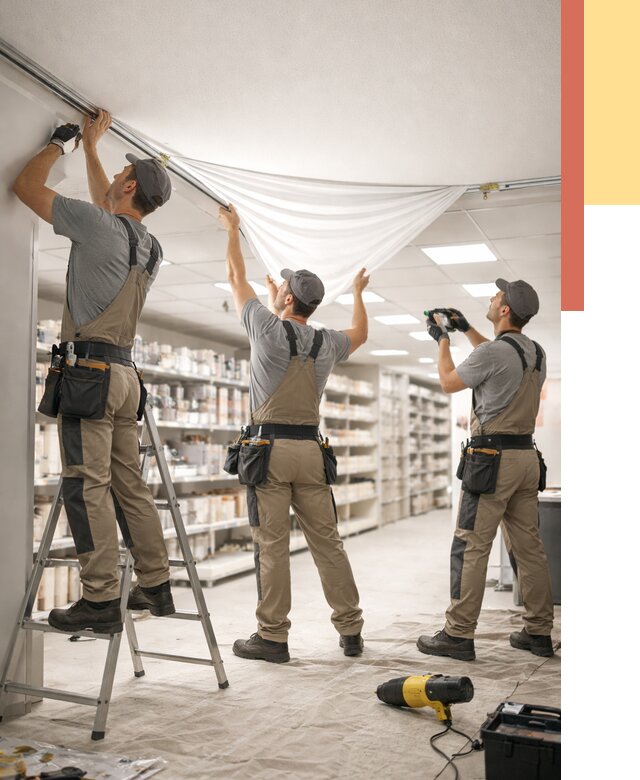 Монтаж натяжного потолка в магазине в Гусь-Хрустальном от 4814 руб. быстро и недорого | ОТДЕЛОЧНИК-Гсь