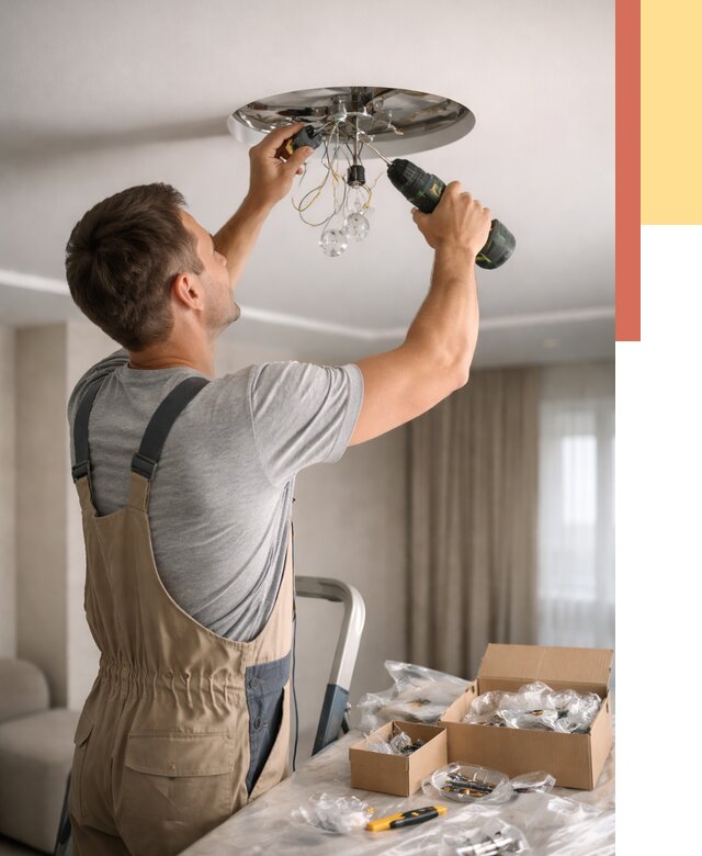 Установка люстры в натяжной потолок в Гусь-Хрустальном от 1284 руб. | Быстро и недорого — ОТДЕЛОЧНИК-Гсь