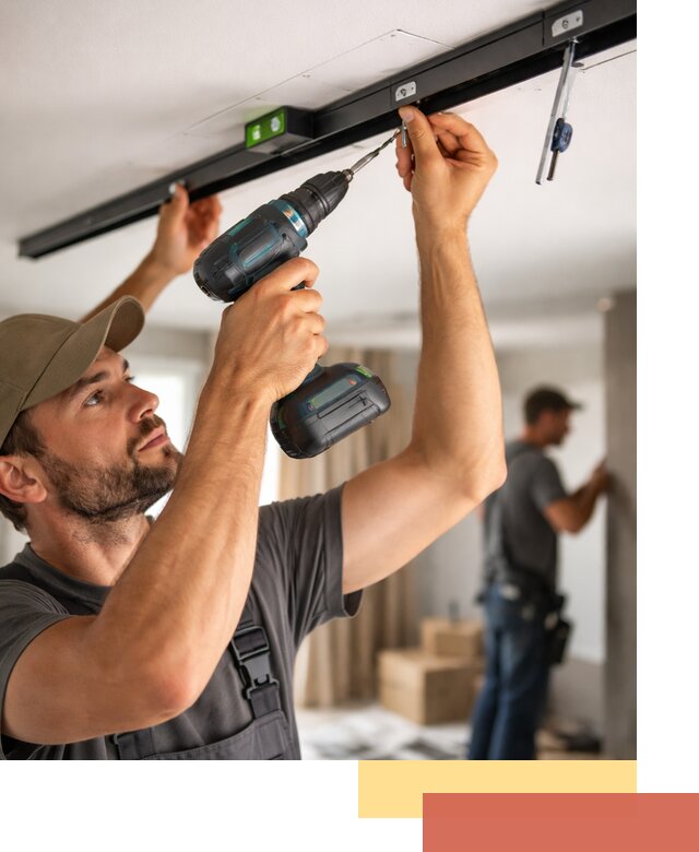 Установка трековых светильников в натяжной потолок в Гусь-Хрустальном