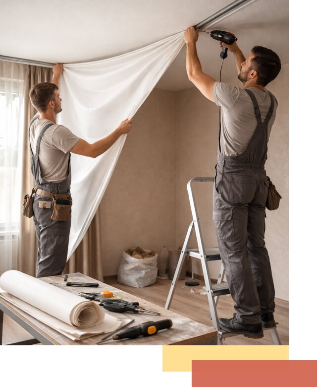 Замена полотна натяжного потолка в Гусь-Хрустальном быстро и качественно