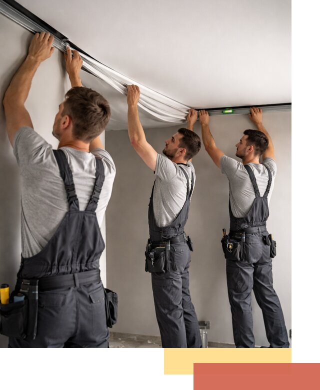 Теневые натяжные потолки в Гусь-Хрустальном: монтаж и отделка быстро и качественно