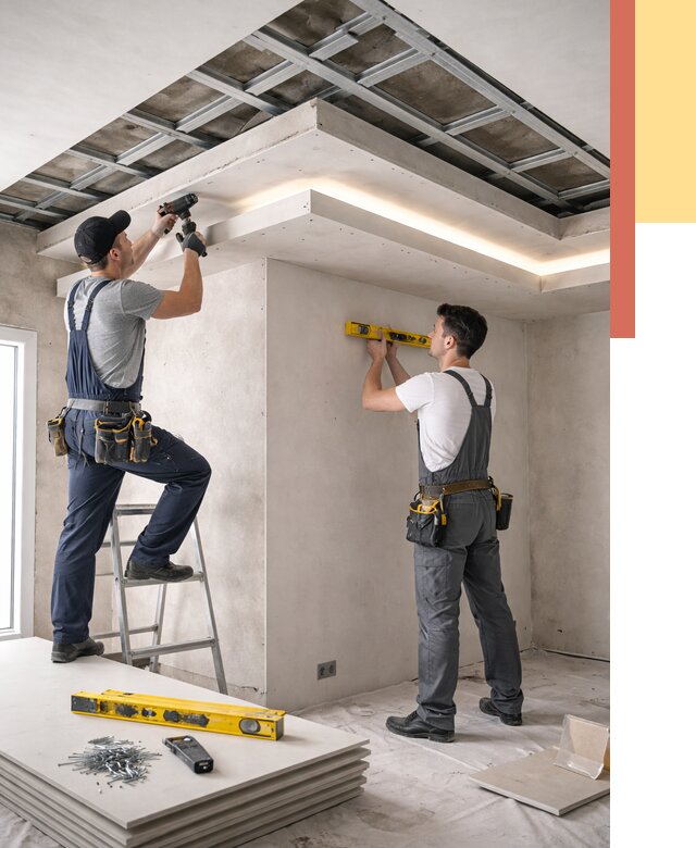 Двухуровневый потолок из гипсокартона в Гусь-Хрустальном от 1551 руб. под ключ | ОТДЕЛОЧНИК-Гсь