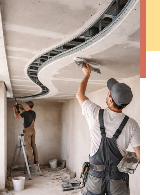 Криволинейный потолок из гипсокартона в Гусь-Хрустальном от 2247 руб./м2 | ОТДЕЛОЧНИК-Гсь