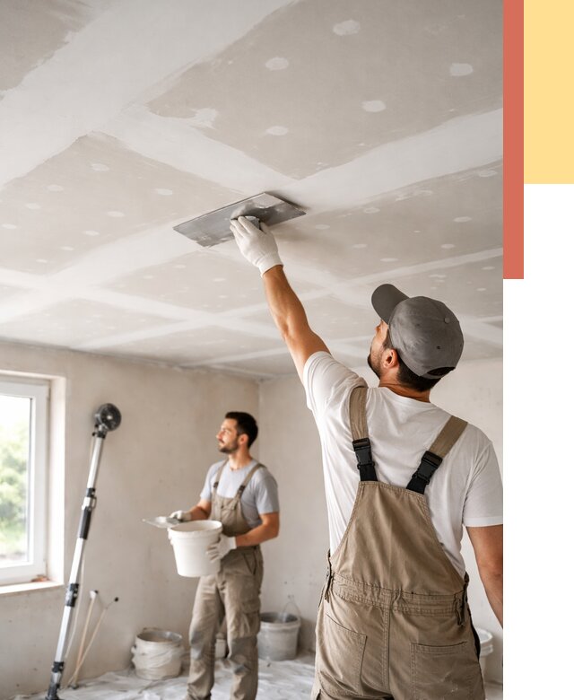 Шпаклевка потолка из гипсокартона в Гусь-Хрустальном от 3423 руб./м2 — услуги под ключ | ОТДЕЛОЧНИК-Гсь