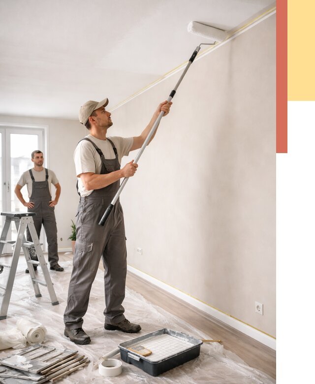 Покраска потолка из гипсокартона в Гусь-Хрустальном от 4814 руб./м2 — услуги под ключ | ОТДЕЛОЧНИК-Гсь