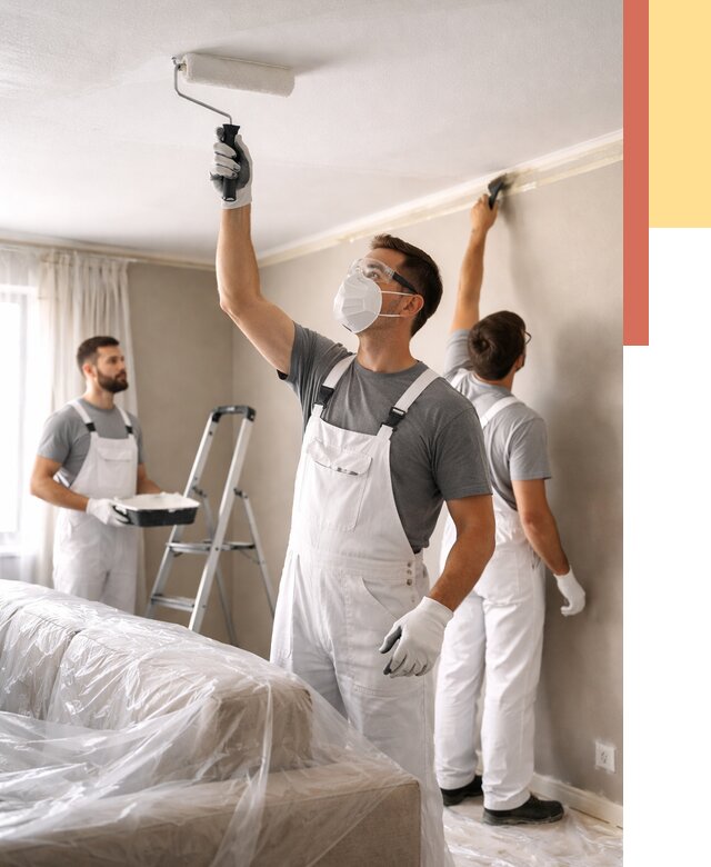 Покраска потолка водоэмельсионной краской в Гусь-Хрустальном от 2354 руб/м² — услуги под ключ | ОТДЕЛОЧНИК-Гсь