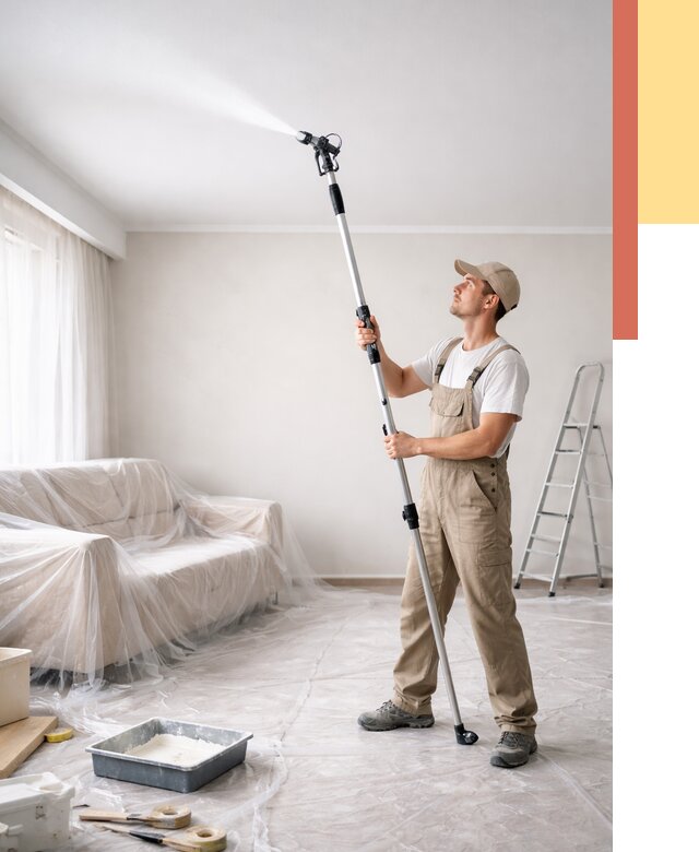 Покраска потолка краскопультом в Гусь-Хрустальном от 4814 руб. быстро и недорого | ОТДЕЛОЧНИК-Гсь