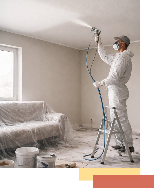 Покраска потолка краскопультом в Гусь-Хрустальном быстро и качественно