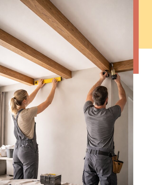 Монтаж декоративных балок на потолок в Гусь-Хрустальном от 4493 руб. — ОТДЕЛОЧНИК-Гсь