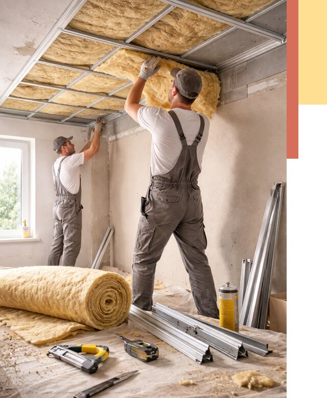 Утепление потолка в Гусь-Хрустальном от 7703 руб/м2 — недорого, быстро, под ключ | ОТДЕЛОЧНИК-Гсь